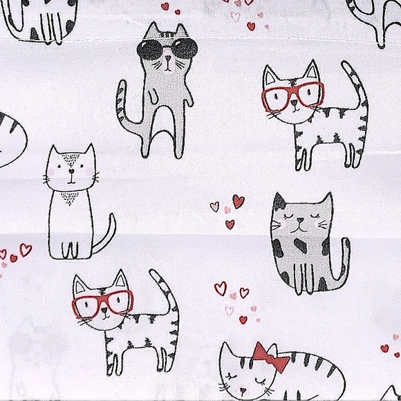 Cynthia Rowley Cats and Hearts Sheet Set - Full - Picture 3 of 5